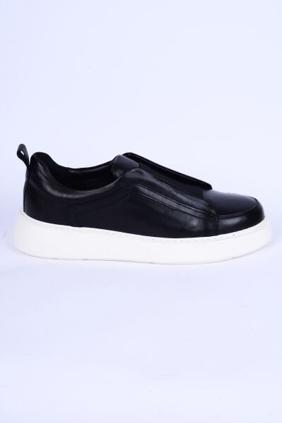New Onix 1281 Deri Rahat Taban Bağcıksız Yüksek Taban Siyah Günlük Erkek Ayakkabı