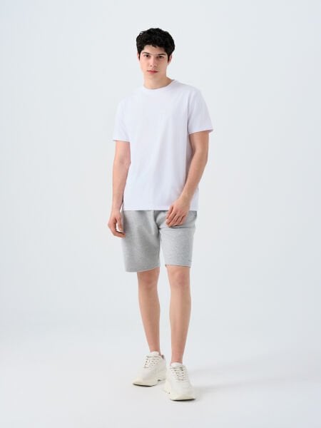 Loft 2039590 Beyaz Erkek Yazı Detaylı Bisiklet Yaka T-Shirt