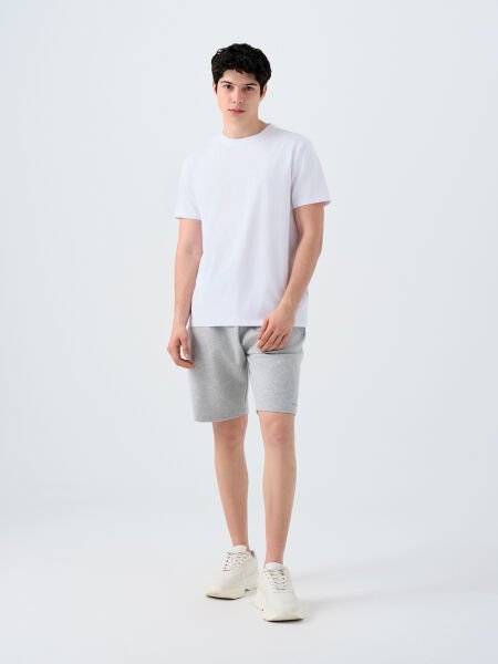 Loft 2039590 Beyaz Erkek Yazı Detaylı Bisiklet Yaka T-Shirt