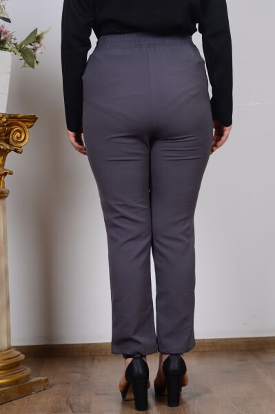 Armine 25KT205 Antrasit Kadın Beli Lasrikli Havuç Kesim Kumaş Pantolon
