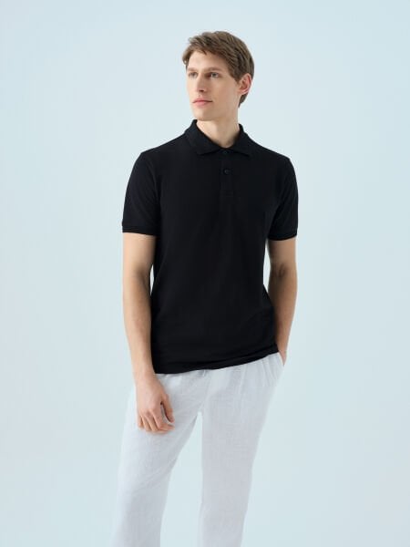 Loft 2035136 Siyah  Erkek %100 Pamuk Polo Yaka T-shirt