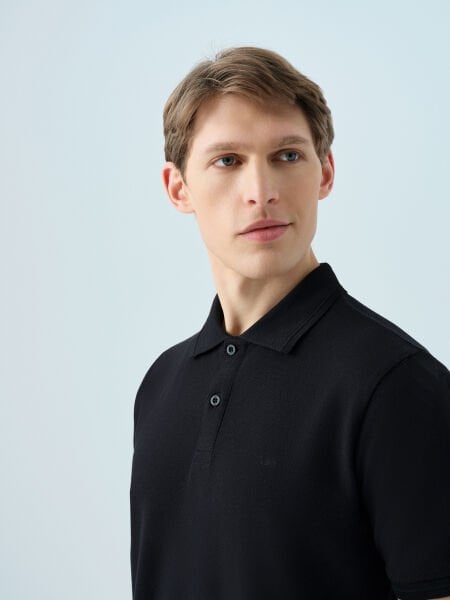 Loft 2035136 Siyah  Erkek %100 Pamuk Polo Yaka T-shirt
