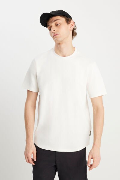 Wrangler W2510718104 Ekru Erkek Regular Fit Bisiklet Yaka T-shirt