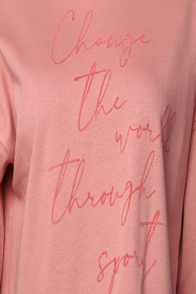 Hummel 921655-9859 Pudra Önü Yazılı Bisiklet Yaka Kadın Sweat