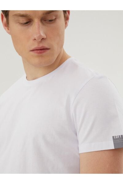 Loft 2029278  Erkek Beyaz Bisiklet Yaka T-shırt