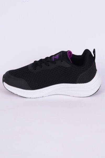 Hummel 900487-1037 Lia Fileli Şevron Detay Rahat Taban Esnek Faylon Taban Siyah-Mor Günlük Kadın Spor Ayakkabı
