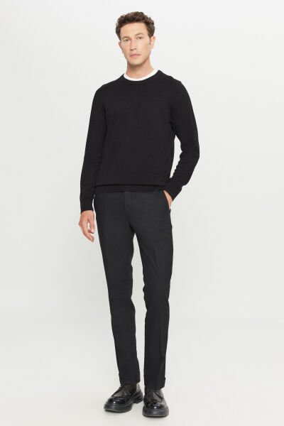 Altınyıldız ACE001261487 Siyah Erkek Slim Fit Dar Kesim Gizli Lasiktli Yan Cepli Esnek Klasik Pantolon
