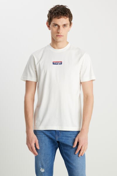 Wrangler W2510527102 Beyaz Erkek Regular Fit Önden Baskılı Bisiklet Yaka T-shirt