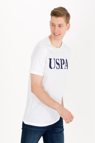 U.S Polo 1571124 Beyaz Baskılı Bisiklet Yaka Erkek T-shirt