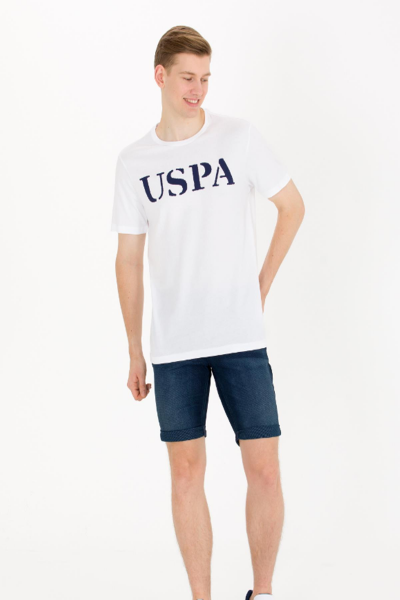 U.S Polo 1571124 Beyaz Baskılı Bisiklet Yaka Erkek T-shirt
