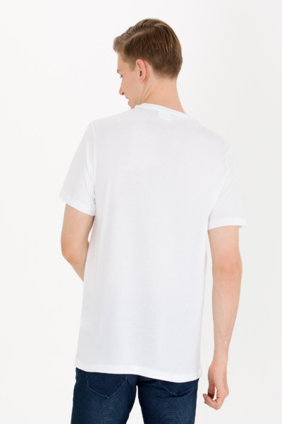 U.S Polo 1571124 Beyaz Baskılı Bisiklet Yaka Erkek T-shirt