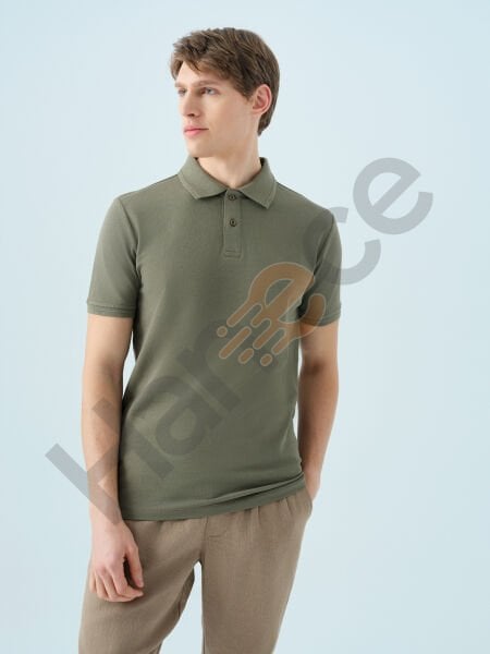 Loft 2035136 Haki Erkek %100 Pamuk Polo Yaka T-shirt