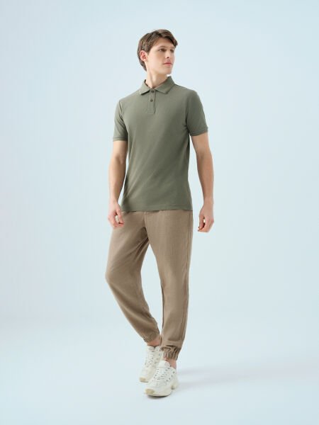 Loft 2035136 Haki Erkek %100 Pamuk Polo Yaka T-shirt