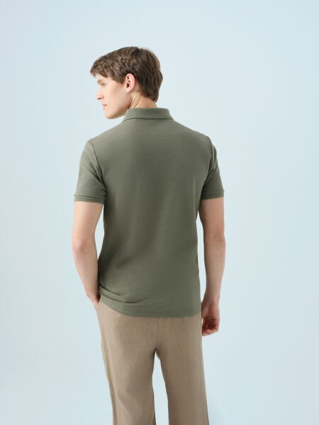 Loft 2035136 Haki Erkek %100 Pamuk Polo Yaka T-shirt