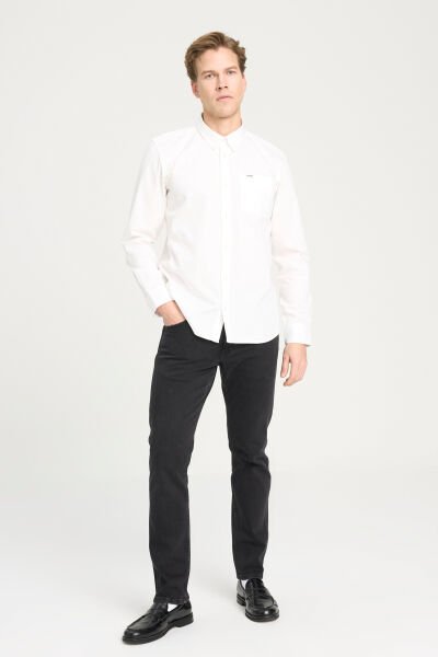 Wrangler W241464100  Beyaz Erkek Regular Fit Normal Kesim %100 Pamuk Gömlek