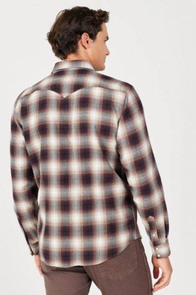 Wrangler W556B3H68 Bordo-Krem Karel Çıtçıtlı Erkek Gömlek