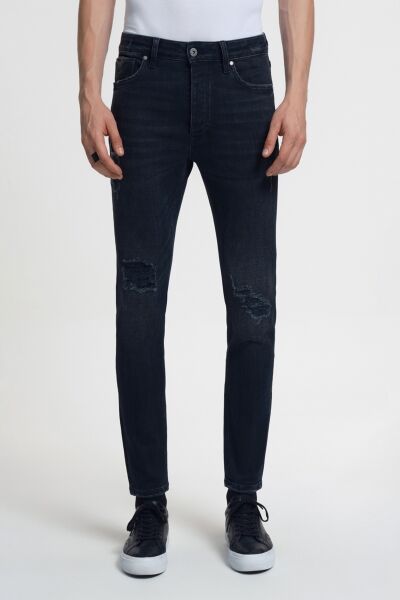Loft 2034663 Siyah Erkek Justin Skinny Fit Yırtık Detaylı Kot Pantolon