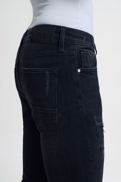 Loft 2034663 Siyah Erkek Justin Skinny Fit Yırtık Detaylı Kot Pantolon