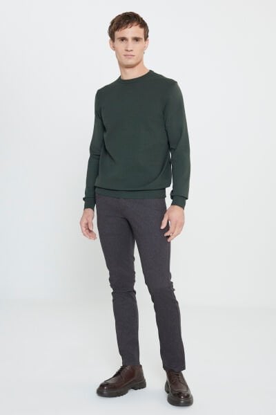 Altınyıldız ACE492510081 Haki Erkek Bisiklet Yaka Sünger Desen Triko Kazak