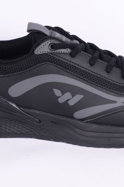 Walkway Bolton M Fileli Deri Detaylı Bağcıklı Rahat Taban Desenli Rahat Esnek Siyah-Beyaz Günlük Erkek Spor Ayakkabı