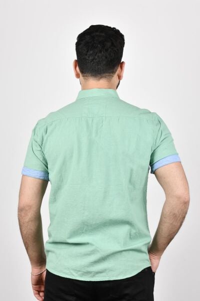Hnc&Man 11-1873 Erkek Elma Keten Kısa Kol Gömlek