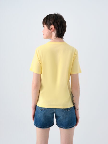 Loft 2038993 Sarı Kadın Baskılı Loft Yazı Detaylı Bisiklet Yaka T-Shirt