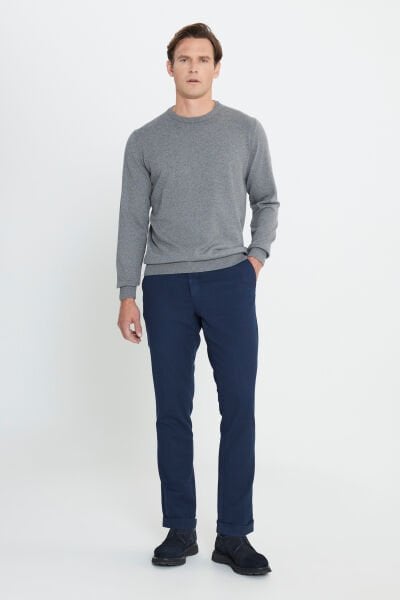 Altınyıldız ACE492510013 Gri Melanj Erkek Bisiklet Yaka Triko Kazak