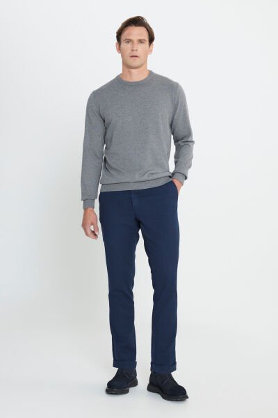 Altınyıldız ACE492510013 Gri Melanj Erkek Bisiklet Yaka Triko Kazak