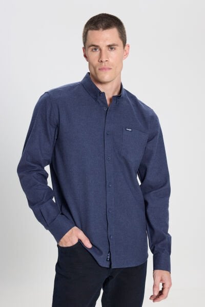 Wrangler W242430410 Lacivert Erkek Uzun Kollu Kalın Gömlek