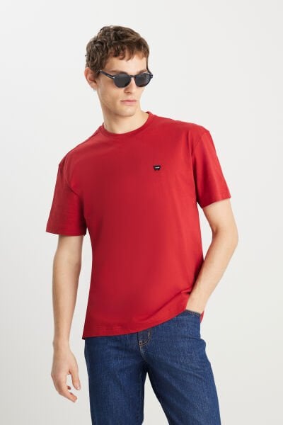 Wrangler MW7NM203877600 Kırmızı Erkek Relax Fit Bisiklet Yaka T-shirt