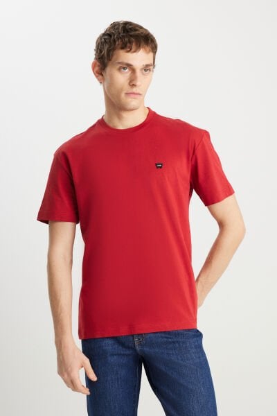 Wrangler MW7NM203877600 Kırmızı Erkek Relax Fit Bisiklet Yaka T-shirt