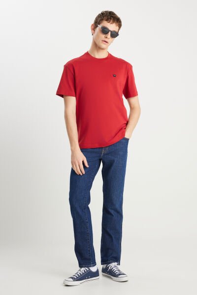 Wrangler MW7NM203877600 Kırmızı Erkek Relax Fit Bisiklet Yaka T-shirt