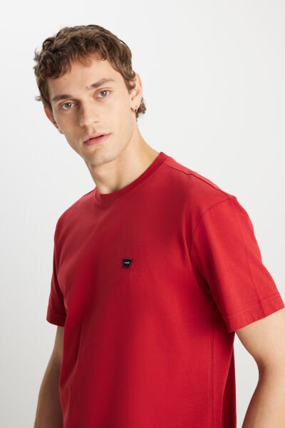 Wrangler MW7NM203877600 Kırmızı Erkek Relax Fit Bisiklet Yaka T-shirt