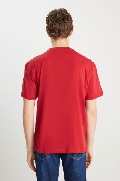 Wrangler MW7NM203877600 Kırmızı Erkek Relax Fit Bisiklet Yaka T-shirt