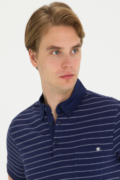U.S Polo 1573730 Lacivert Polo Yaka Çizgili  Erkek T-Shirt