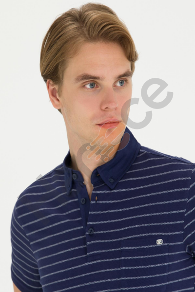 U.S Polo 1573730 Lacivert Polo Yaka Çizgili  Erkek T-Shirt