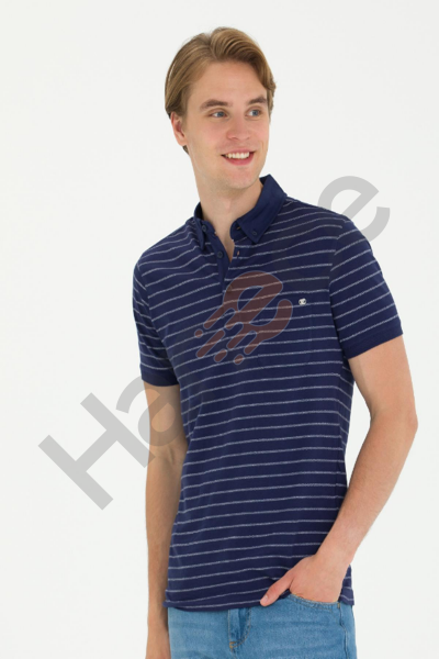U.S Polo 1573730 Lacivert Polo Yaka Çizgili  Erkek T-Shirt