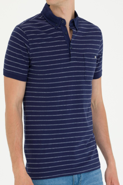 U.S Polo 1573730 Lacivert Polo Yaka Çizgili  Erkek T-Shirt