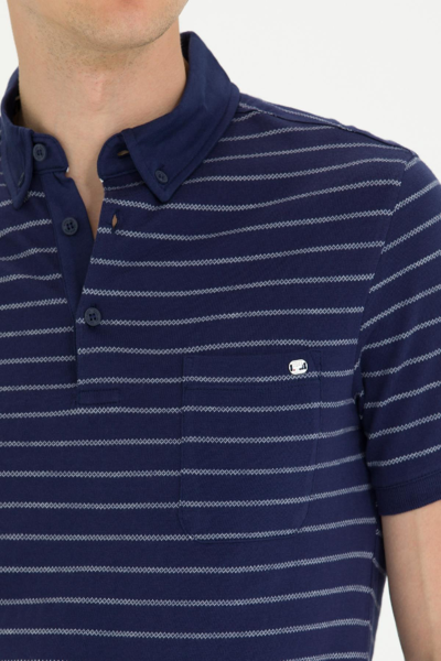 U.S Polo 1573730 Lacivert Polo Yaka Çizgili  Erkek T-Shirt