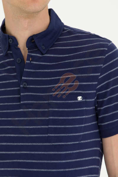 U.S Polo 1573730 Lacivert Polo Yaka Çizgili  Erkek T-Shirt