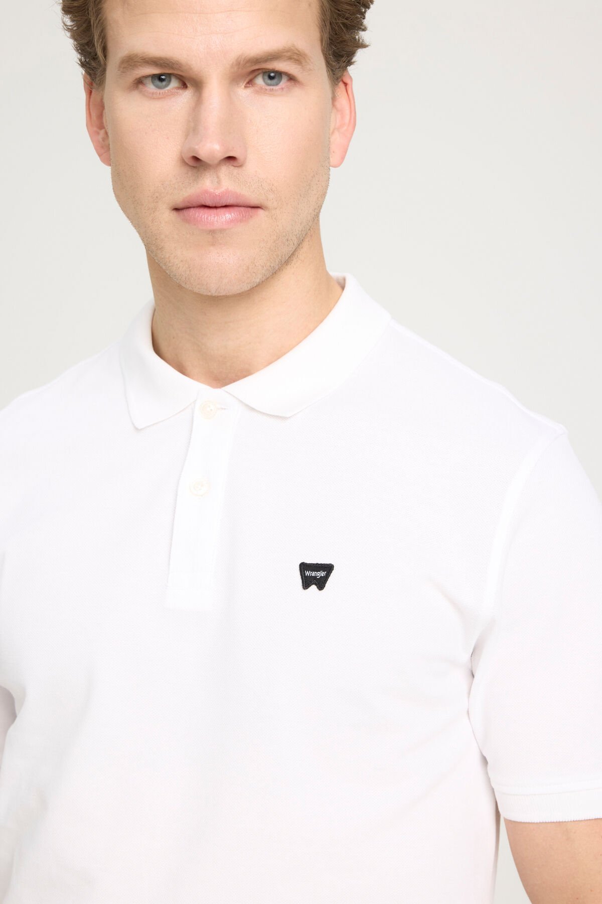 Wrangler W7D5K4XX2T989 Beyaz Erkek Regular Fit Normal Kesim Polo Yaka Wrangler Logolu %100 Pamuk Tşört