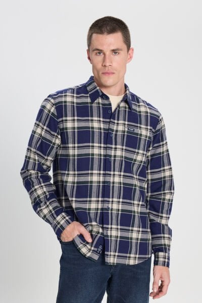 Wrangler W242607900 Lacivert Erkek Kareli Oduncu Gömleği