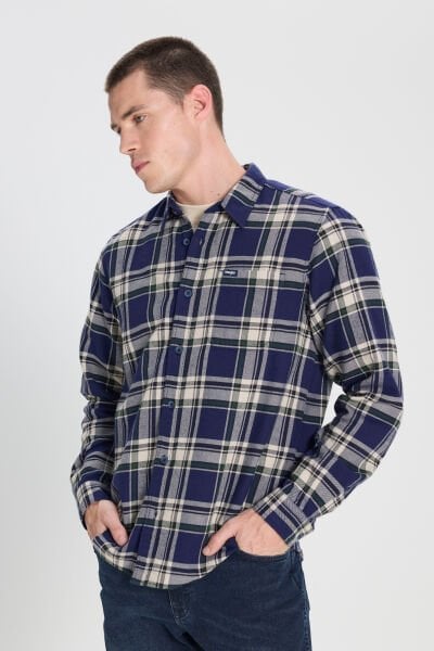 Wrangler W242607900 Lacivert Erkek Kareli Oduncu Gömleği