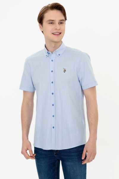 U.S Polo 1363370 Erkek Mavi Kısa Kol Gömlek