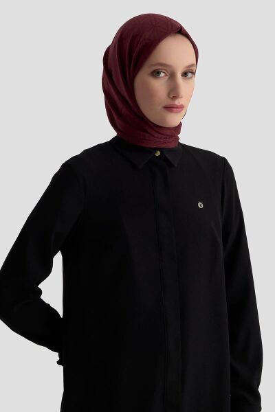 Armine 25YT4158 Siyah Kadın Gizli Düğmeli Gömlek Tunik