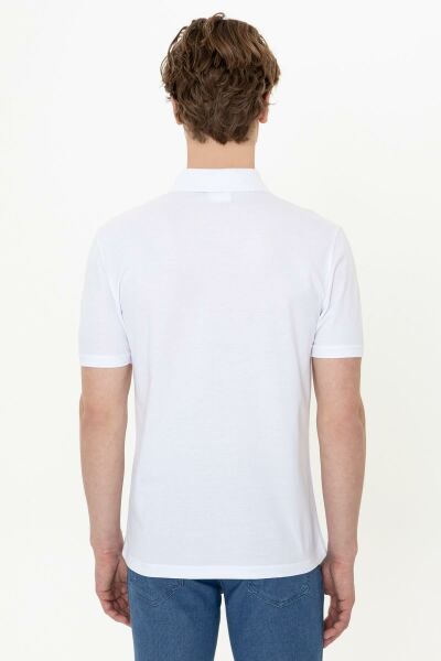 U.S Polo 1358156 Erkek Beyaz Mavi Lacivert Desenli Polo Yaka Tshirt