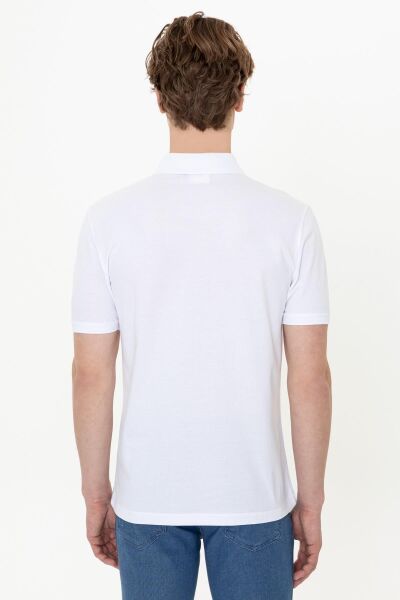 U.S Polo 1358156 Erkek Beyaz Mavi Lacivert Desenli Polo Yaka Tshirt