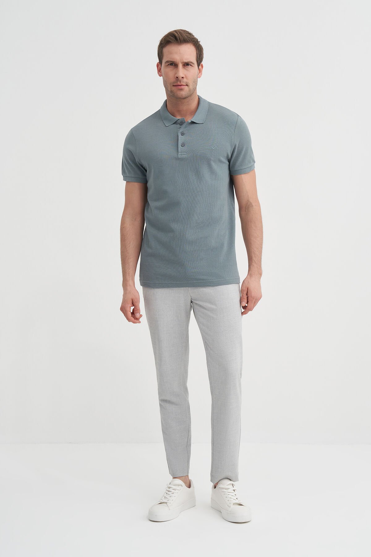 Cazador 25YCEEOB4613 Açık Gri Erkek Battal Fit Polo Yaka T-shirt