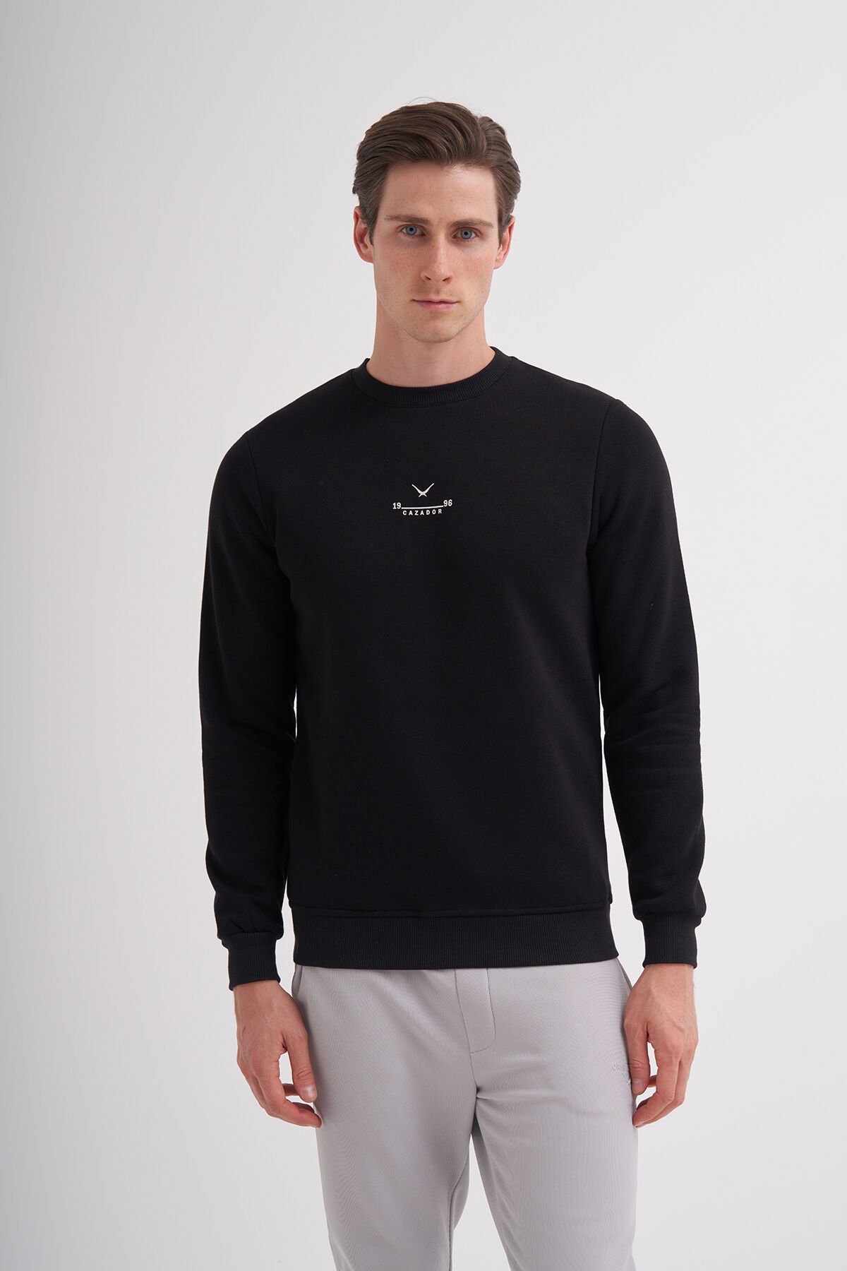 Cazador 24KCEEO05227 Siyah Erkek Bisiklet Yaka Küçük Cazador Logolu Sweat Tshirt