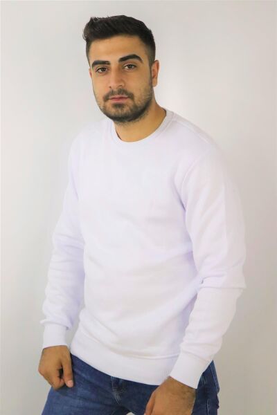 FBI 95082 Erkek Beyaz Bisiklet Yaka Sweatshirt